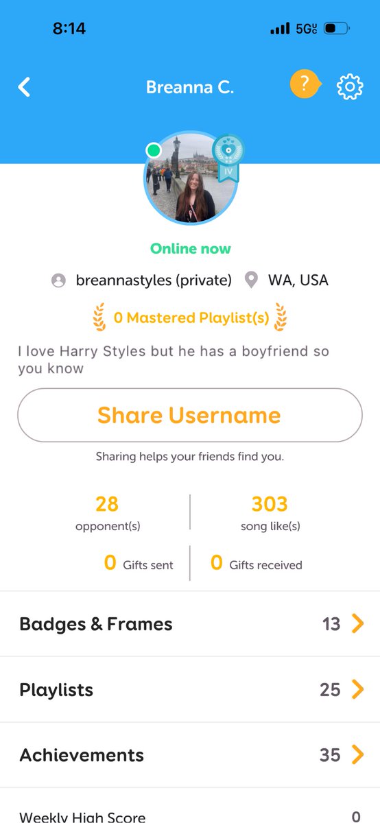 Breanna_Styles's tweet photo. Downloaded songpop for the first time in like ten years and luv my bio 😅 https://t.co/ADdFAEPO4v