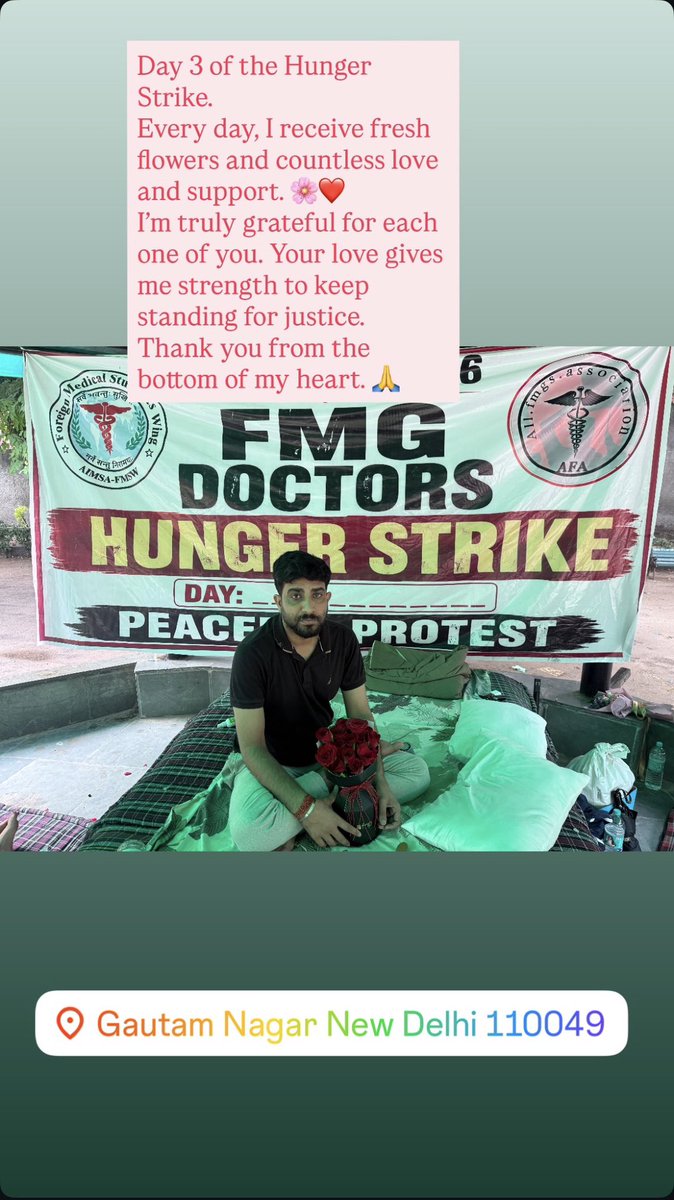 TheBeaconxnn's tweet photo. Day 3 of Dr. Jaswant Sir’s hunger strike for justice to FMGE June 2026 candidates. The fight continues. ✊@JPNadda @DrJitendraSingh @PMOIndia @PiyushGoyal @NitinNabin @MahuaMoitra @sayani06 @RahulGandhi @raghav_chadha @ArvindKejriwal @SanjayAzadSln @RuhullahMehdi @officeofchirag https://t.co/GEvtY04ZSc