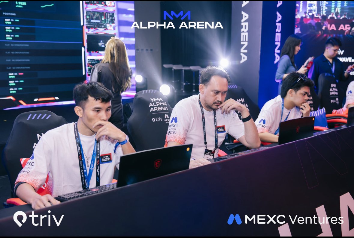 shaman_shark's tweet photo. Here is what’s it looks like in the Arena at the Grand Final Round (Alpha Arena) by MEXC. Coinfest 2026 Bali. 

@MEXC #Mexc https://t.co/LG4adAQLU8