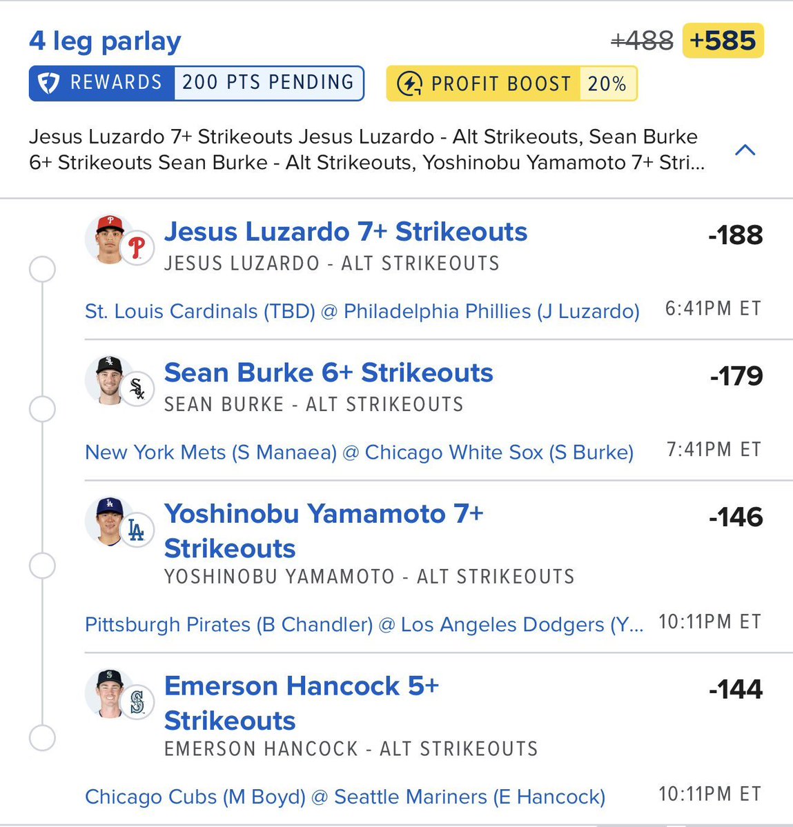 BetAlphaPicks's tweet photo. Friday Strikeouts ⏰

Light Work. Let’s go b2b 🗣️
#sportbeting #mlbbetting #nbabetting #nflbetting https://t.co/tMDueFr6j1