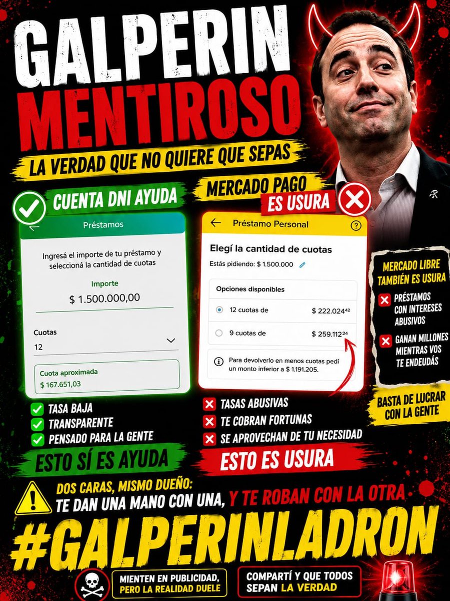 MarchelaGMEW21's tweet photo. Un delincuente cómplice de este gob. que se beneficia de la necesidad de la gente.
#GalperinLadron https://t.co/f2uL7JtJXs