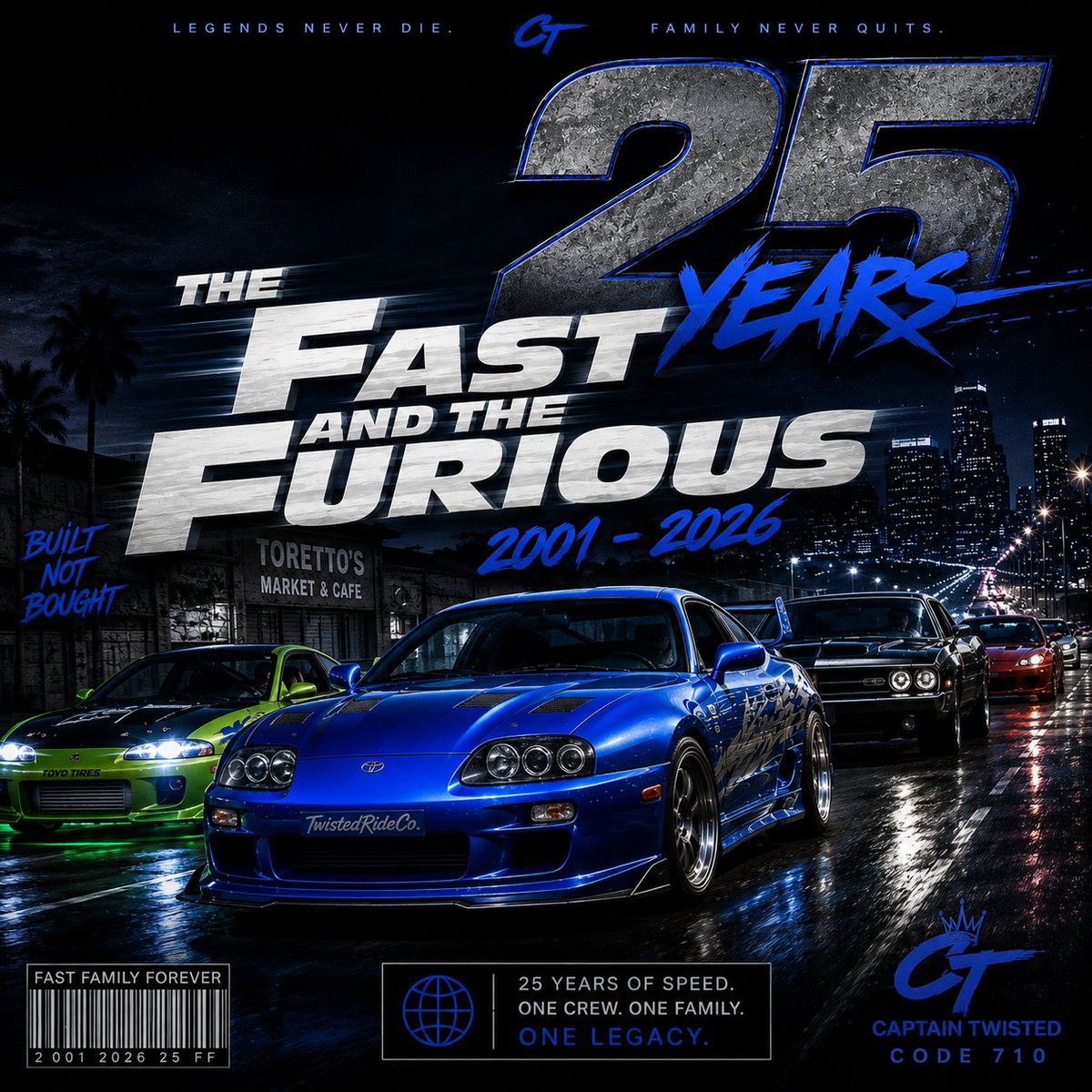 TwistedTradez's tweet photo. 25 YEARS OF FAST &amp; FURIOUS 🏁🔵

2001 → 2026

25 years of speed. 25 years of cars. 25 years of inspiration.

The legacy inspired us. Now we build our own. 🩵🏎️💨

TwistedRideCo. — The Next Chapter.

#FastAndFurious #25Years #350Z #JDM https://t.co/ggLeDAqmpn