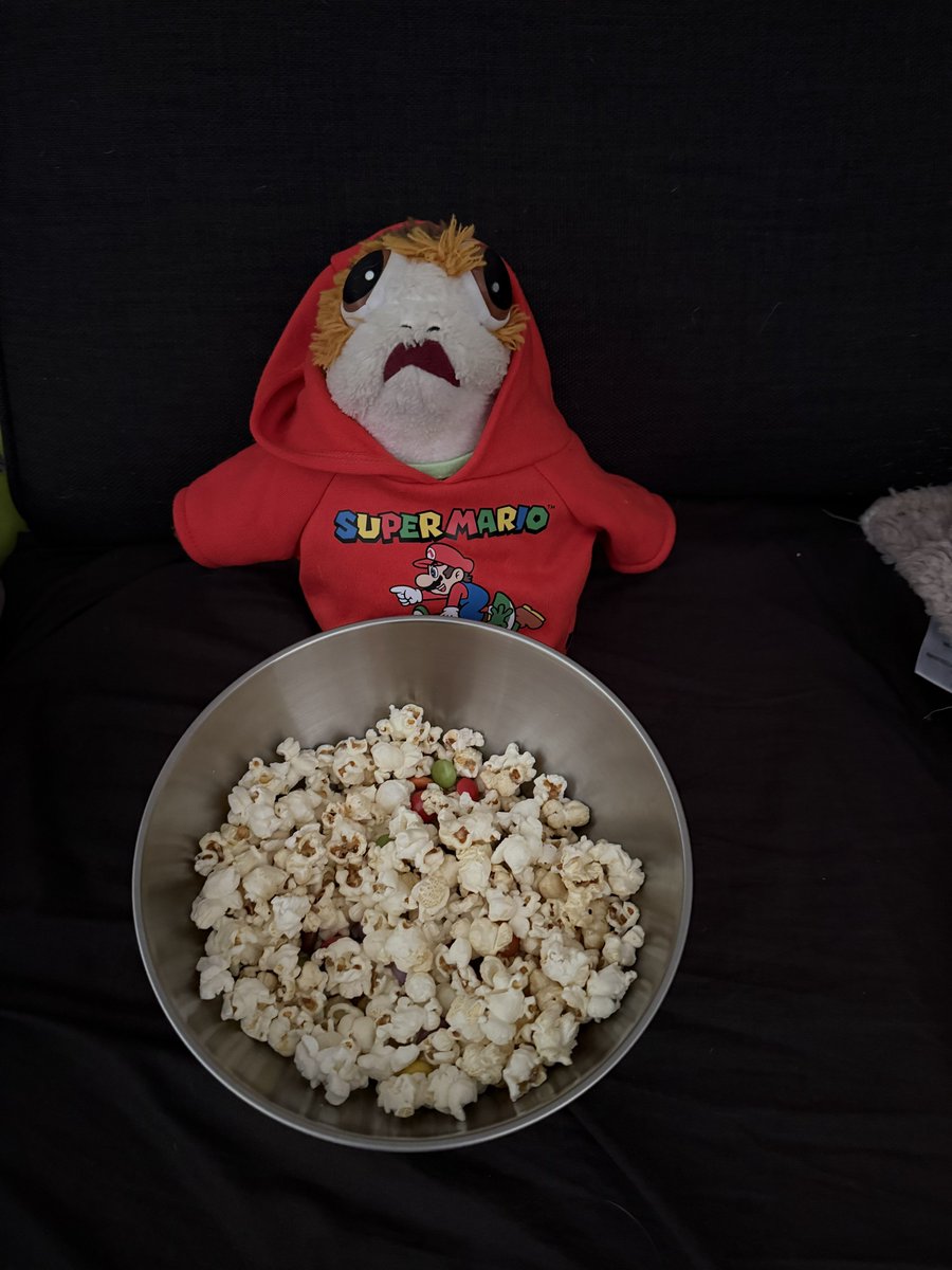Porgie_Porgkins's tweet photo. Having a relaxing Saturday morning eating popcorn and smarties. #porgs #porgsofx #tatertotsquad https://t.co/vPrKZ5ZY0b