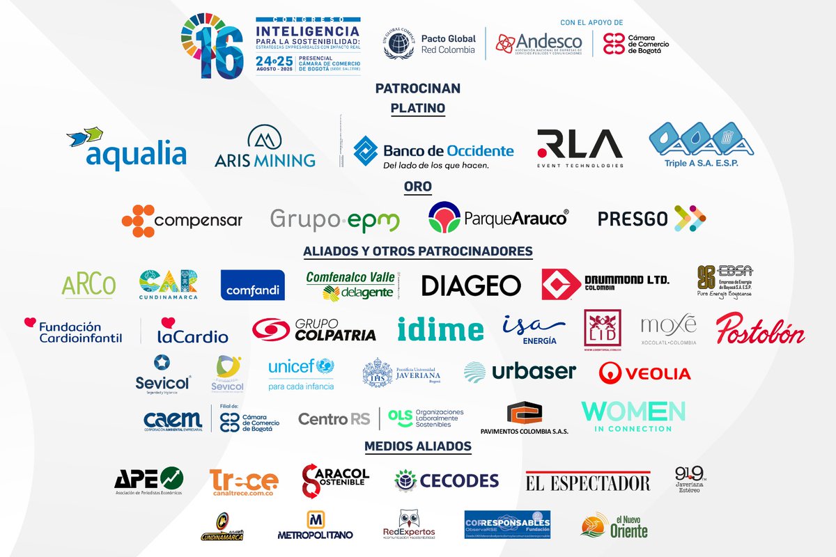 pactocolombia's tweet photo. 🌎Faltan solo 2 días para el #16CongresoPactoGlobal

Este lunes y martes nos encontraremos para conversar sobre sostenibilidad, innovación y estrategias empresariales

📅 24 y 25 de agosto
📍@camaracomerbog – Sede Salitre

🎟️Últimos cupos - Inscríbete: https://t.co/0ze1NT3XHe https://t.co/5QBpwe5Sb1
