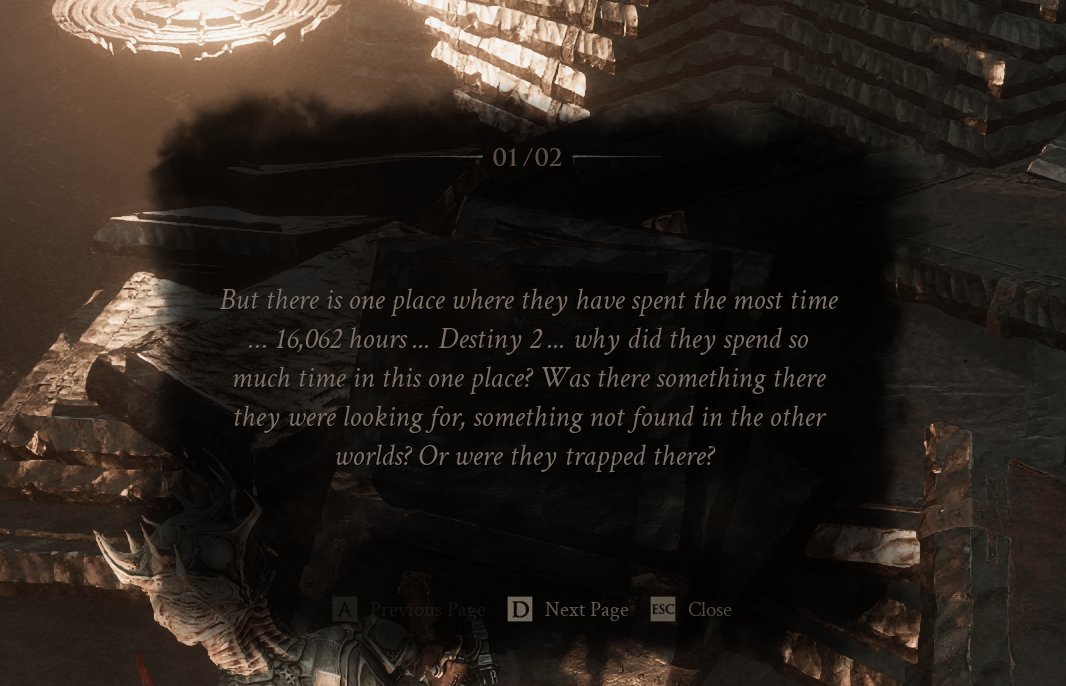 Pirat_Nation's tweet photo. Mortal Shell 2 is roasting players for their Steam playtime.

Near the final boss, stone tablets reference your most-played games. 
One player with 16,062 hours in Destiny 2 was asked why they spent so much time there and whether they were “trapped.”

That’s about 669 days of Destiny 2.

Other players have seen references to games like Elden Ring, Counter-Strike 2, and Baldur’s Gate 3.