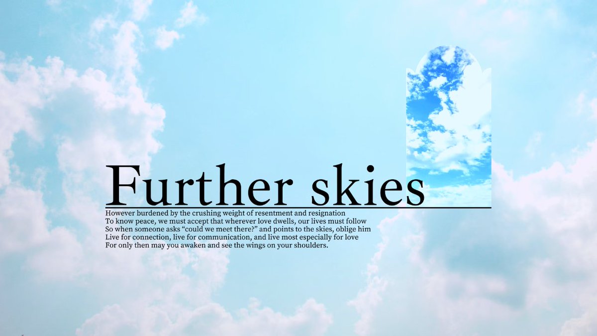 enapro_circle's tweet photo. Hello, everyone! We have a pair of announcements we're thrilled to make tonight. First and foremost, I am pleased to reveal that the first chapter of Further Skies, "Azure Blue Skies", has officially entered the production phase, and that we are hoping to release a demo in 2026. https://t.co/0tqJ3bBSZG