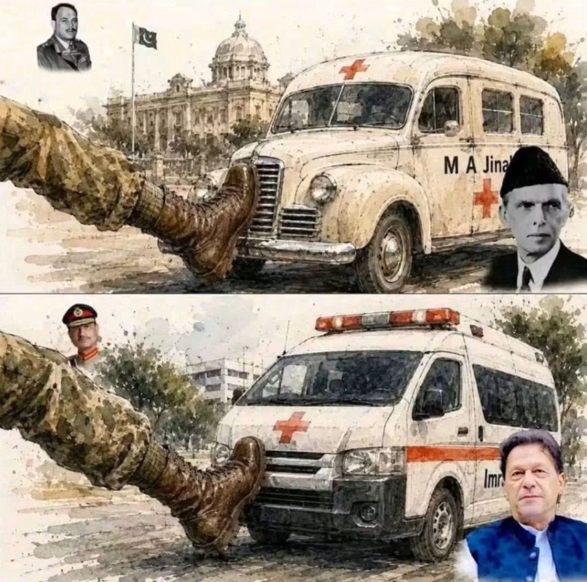 NiniYmz's tweet photo. قائد اعظم سے قائد ثانی خان تک۔ کہانی وہی ہے بس کردار بدل گئے ہیں https://t.co/yRYfYF1bgQ