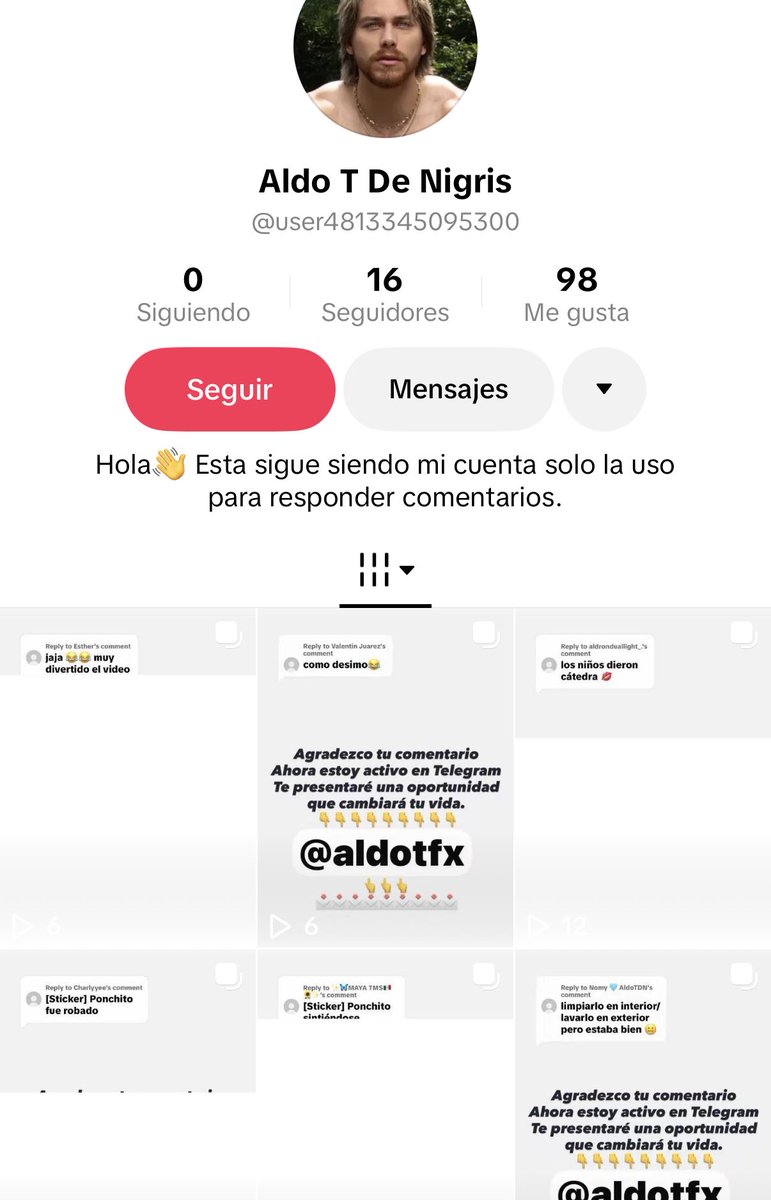 f_atdn's tweet photo. ⚠️Atención
Hay una cuenta que se hace pasar por Aldo y responde comentarios de su Tiktok con links, tengan cuidado, corran la voz!
#AldoTdenigris https://t.co/j5f7tlnLJS