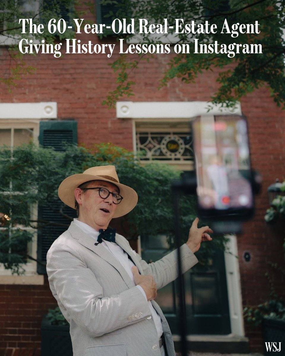 WSJ's tweet photo. Jamie Peva has amassed some 36,000 followers on Instagram, making the 60-year-old real-estate agent in Georgetown an unlikely social-media influencer. 🔗 https://t.co/LL9Z9qC0os https://t.co/0AvCegK9Dt