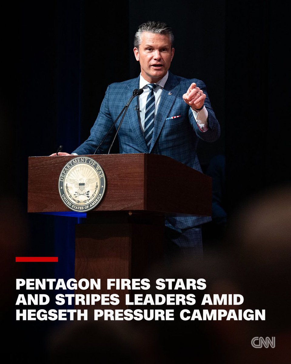 CNNPolitics's tweet photo. In a blow to press freedoms within the US military, the Pentagon has forced out several top staffers at Stars and Stripes, the military publication with a long record of editorial independence. https://t.co/kATORaGKGR https://t.co/NGVG06Gtos