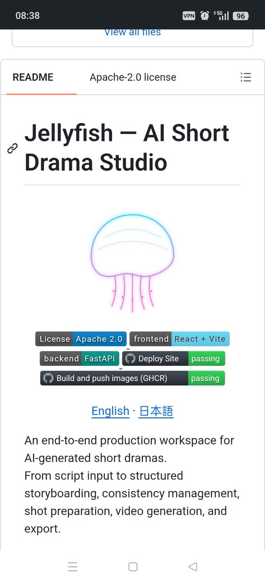 huoshan007's tweet photo. 兄弟们，AI短剧这块又冒出个狠活。

我挖到个 Jellyfish，不是那种“生成几张图就完事”的玩具，它是直接把剧本丢进去，自动拆镜头、定角色、定场景、定道具，后面图和视频一起跑。

最舒服的是长任务能暂停、恢复、取消，不用盯着电脑像坐牢。

最后直接导出竖屏短剧。

用完我最大的感受，这类工具真正吓人的点不是免费开源，是它把“一个人做短剧”这件事变得有点像搭积木了。短剧团队看了估计后背发凉。