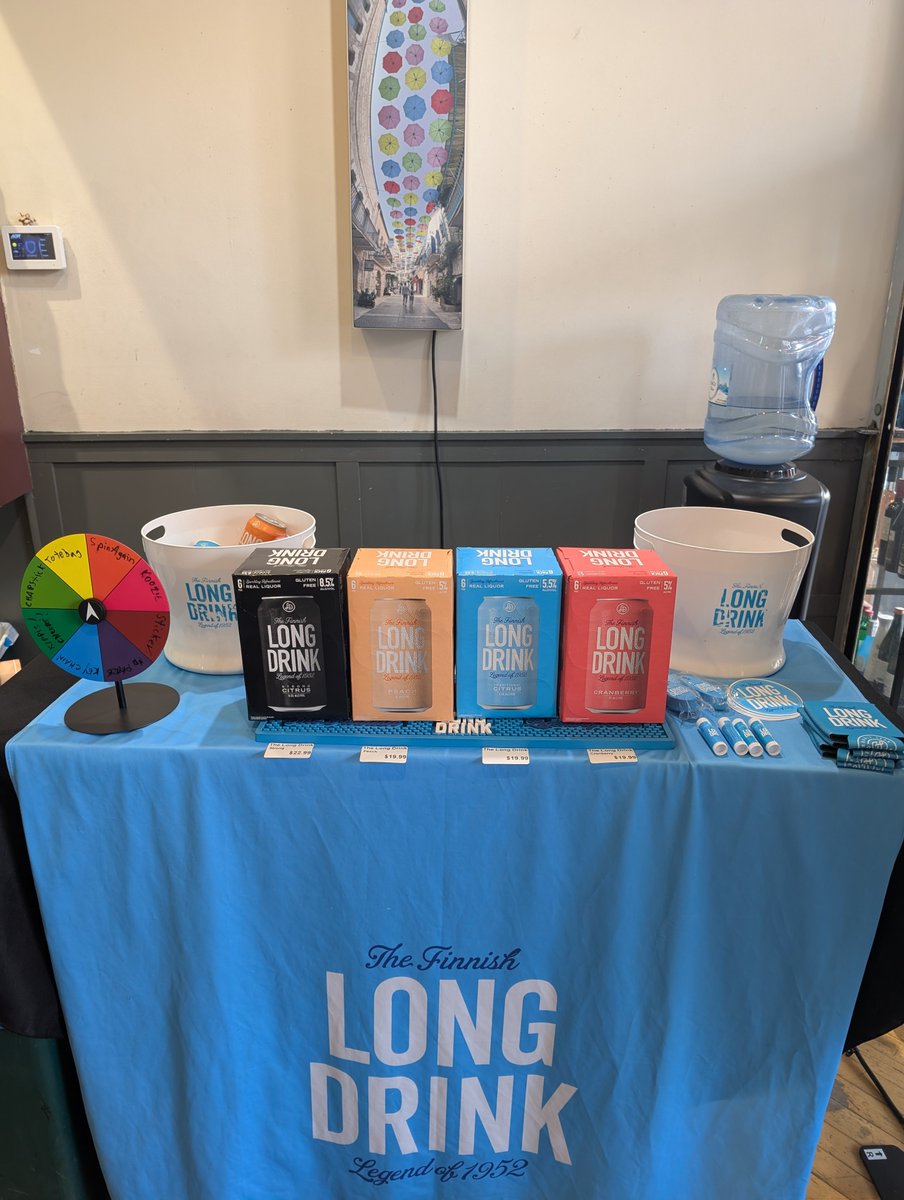 benngoodman's tweet photo. Hosted a tasting for @thelongdrink at @corks_on on the Upper West Side this evening. Poured Traditional Citrus, Strong (Alcohol) Citrus, Cranberry & 🍑. Kippis! #Friday #Finnish #Cheers #Drink #Drinks https://t.co/roSPRwEecR