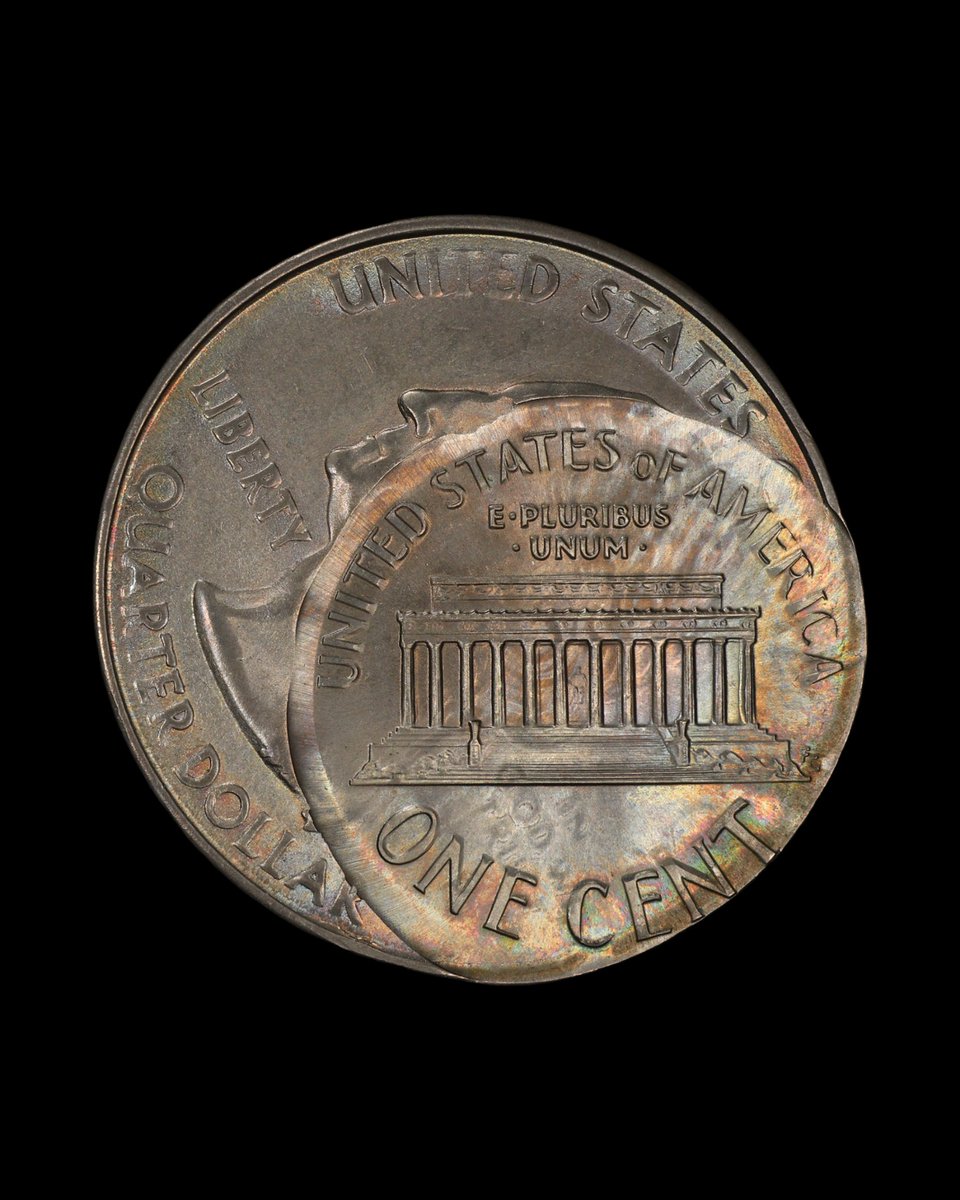 PCGScoin's tweet photo. Ever seen a 26-cent coin?

This double-denomination error likely occurred when a struck 2000 Virginia Quarter was accidentally fed into the coin press making 2000 Lincoln Cents. It last sold for $26,400. https://t.co/ofeF9dQb1F