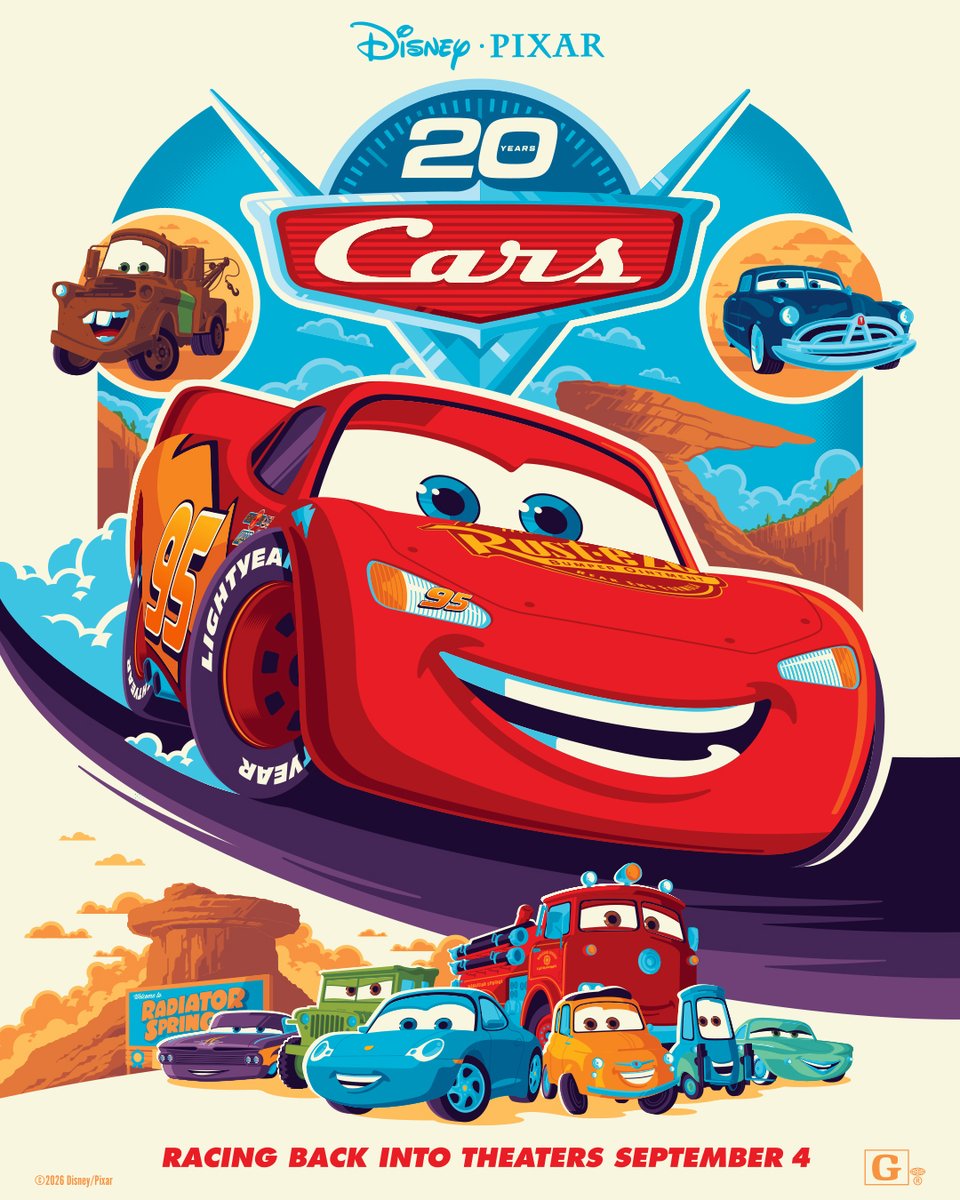 pixarcars's tweet photo. Start your engines 🏎️⚡️
Disney &amp; Pixar’s Cars is racing back into theaters September 4. 

🎟️: https://t.co/Hf9plfAT0h https://t.co/KIp76m4sQ2