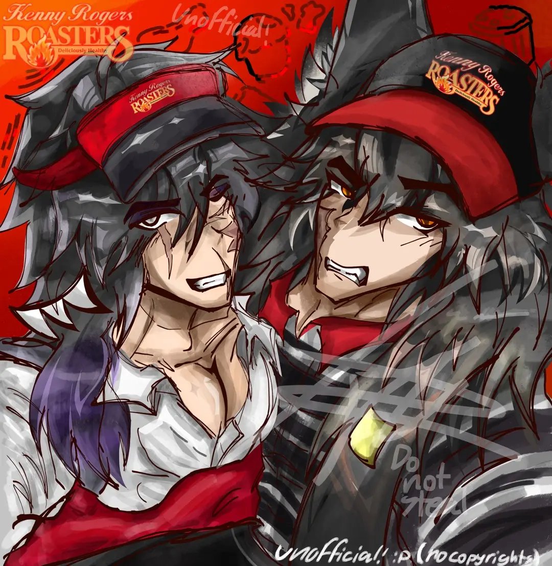 freakforzenki_k's tweet photo. Kenny roger roasters ( KRR ) BUT i make it with my ocs 

also flamewings is mentioned yeah u can ship they https://t.co/G9lbyv0i8a