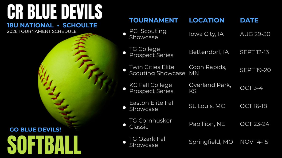 CRBlueDevilsSB's tweet photo. Fall 2026 Season looks exciting! 💙 https://t.co/rrT79scjSc