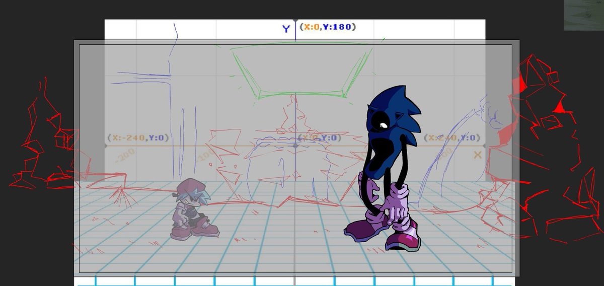 powpowwwwwww's tweet photo. some concept for the main menu and for the gamebanana thumbnail that (@evub_ ) finished! 

(and for the stage) https://t.co/bRDgzEtiET