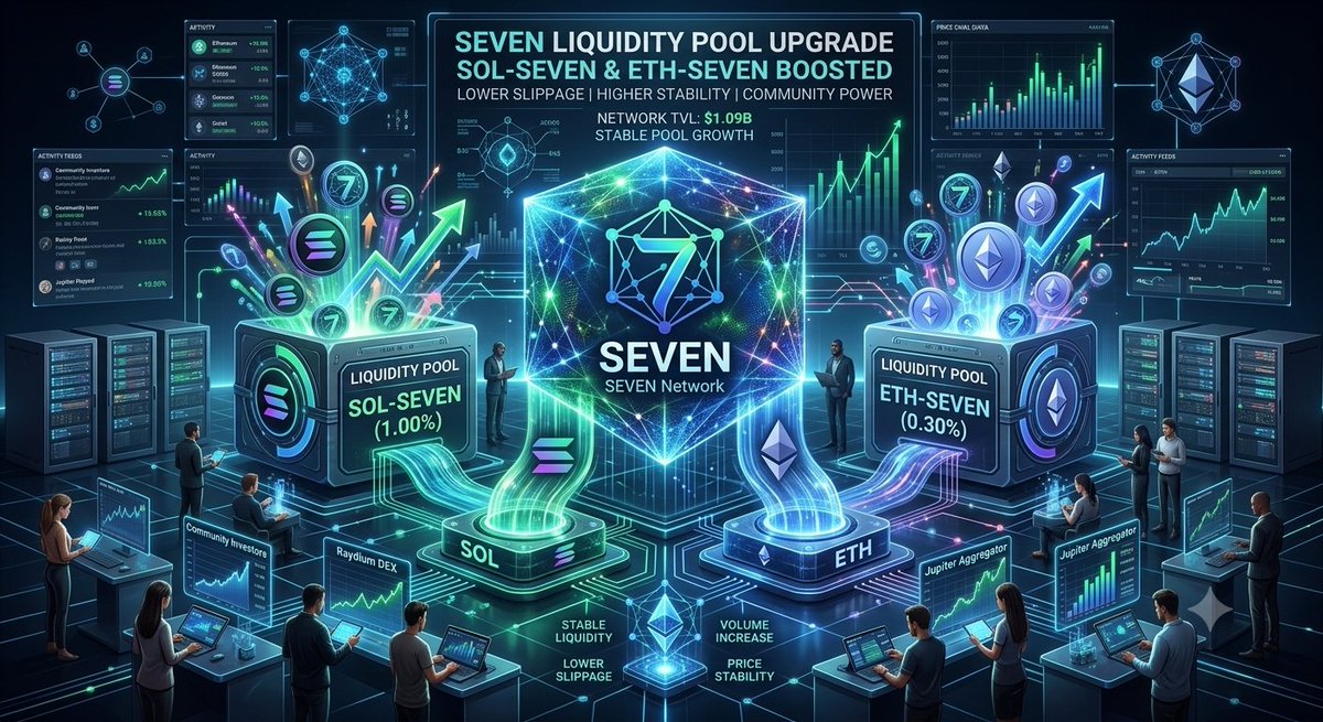 SEVN_Network's tweet photo. 🚨 Important Announcement for the SEVEN Community! 🚀💧
​To strengthen market stability and reduce trading slippage, the official $SEVEN / SOL liquidity pool on Raydium has been successfully boosted!
​What does this mean for holders and traders?
​Lower Slippage: Faster execution with minimal slippage on all buy and sell orders.
​Higher Price Stability: Deeper liquidity protects the price from sudden volatility and large market dumps.
​Volume & Growth: A healthier, stronger foundation to support long-term ecosystem expansion.
​Your support drives our momentum — moving towards bigger milestones! 🔥
​🔗 Official CA: Ho3DNyGDTuKoFdA1bd6obE9xaL4RuStHUW1eLpodHS53
📈 Trade on Raydium: https://t.co/s59LByl71A
​#SEVEN #Solana #Crypto #Web3 #Raydium #DeFi #SolanaEcosystem