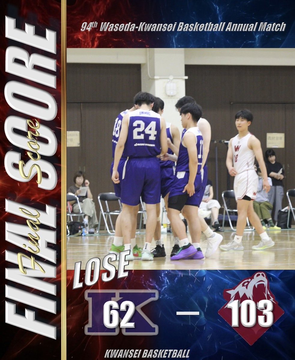 kgbbc_m's tweet photo. 【第94回早関バスケットボール定期戦】

Aチーム

両日ともに早稲田大学が勝利しました。
たくさんのご声援、ありがとうございました📣 https://t.co/xrcfns8Tu7