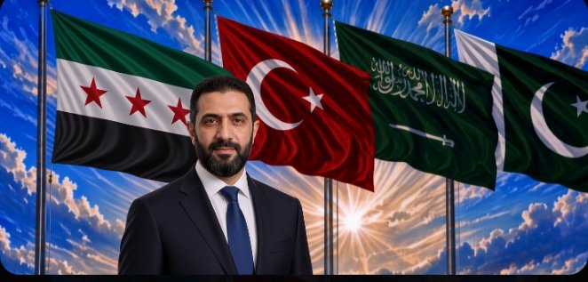 InshalSiddiquii's tweet photo. 🚨🇹🇷🇸🇦🇵🇰🇸🇾Syria President Ahmed Al Sharah Welcomed and Give Signals to Join The Makkah🕋 Defence Joint Pact Between Pakistan Turkiye Saudi Arabia..🚀 https://t.co/xvJa2XJoyH