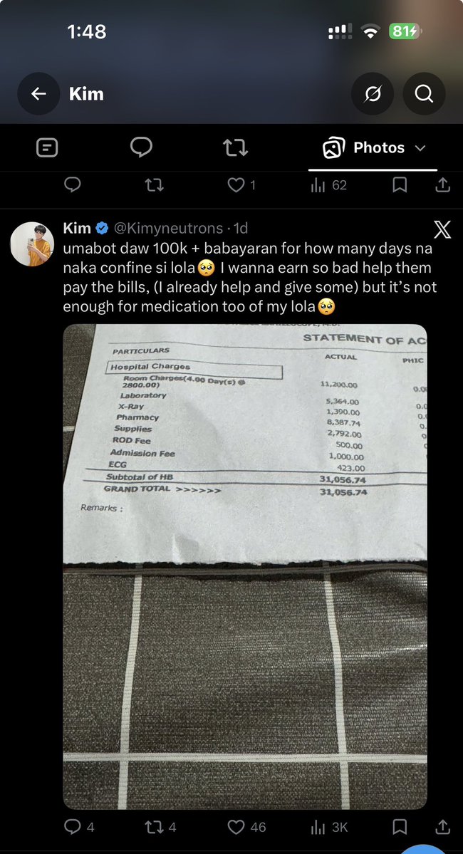 Kimyneutrons's tweet photo. FIRST OF ALL THANKYOU @TheGambler1999 If I will win here I will use the money for my Grandmothers current bills and for her medication🥺 currently she’s still need to take medication for her bone fracture🥺 hoping that she will be better soon and hoping to be one of the lucky winner, $1k is very helpful for her bills. Thankyou @TheGambler1999 

STAKE 🆔: Kimwoniee16