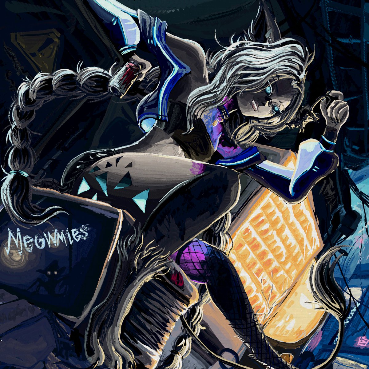 DullDummy's tweet photo. Painting of Meowmies

This was a FREE Commission for one of my viewers.
I decided to go for a very strong Cyberpunk feel! 
The Futuristic City style is allways something I enjoy, and I recently looked at Vending machines recently and their lighting.
It just looks so cool! ❤️ https://t.co/HxykGNemmt