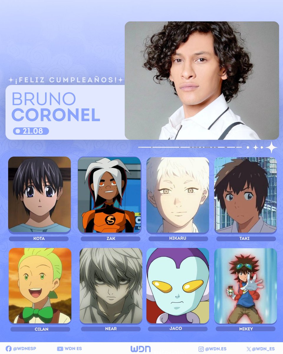 WDN_Topic's tweet photo. 🎂 | Cumpleaños
Le deseamos un feliz cumpleaños al actor de doblaje @Bruno_Coronel, ¡esperamos que la pase increíble en compañía de sus familiares y seres queridos! https://t.co/QhAH2t28Vr