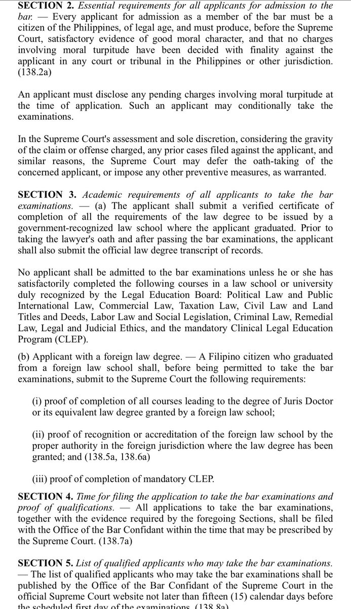 ohlistic's tweet photo. Publication of names of qualified bar applicants is mandatory per Sec. 5, Rule 148, ROC. This allows members of the public who know of reasons why a candidate is not qualified (as per Sec. 3) to file their opposition to the application. https://t.co/a63K16IouB