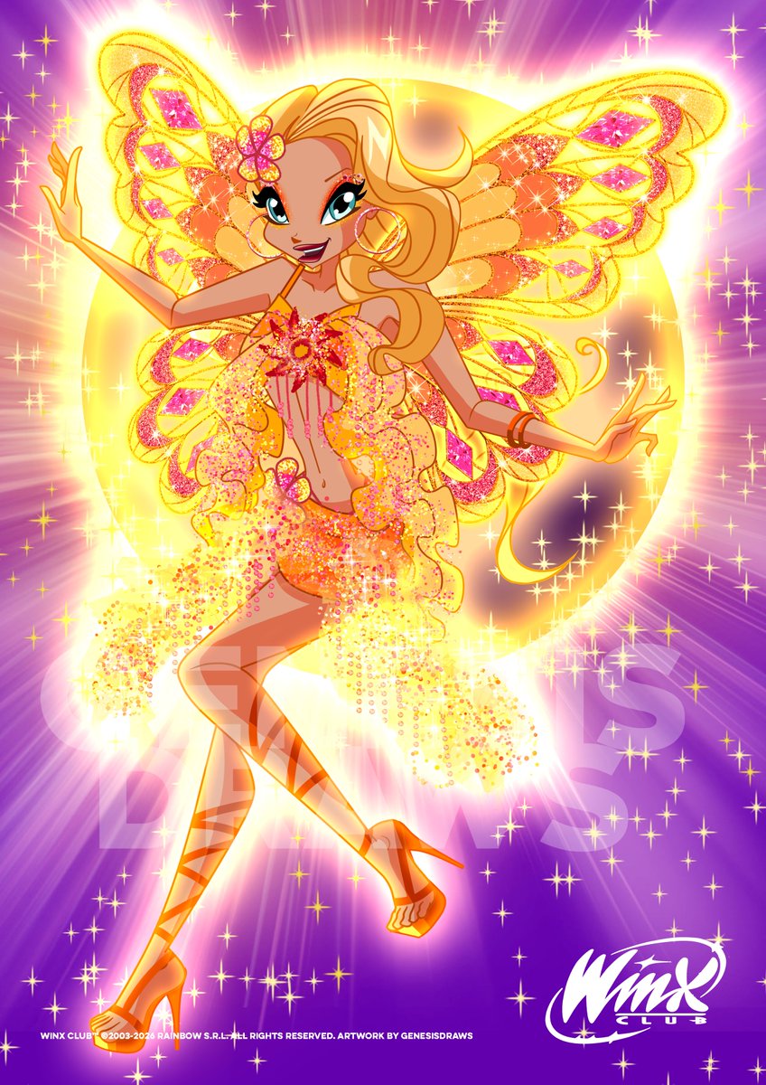 GenesisDraws's tweet photo. Winx Club x Zara Larsson | Midnight Sun 
(Promotional Art) 

The music video for the Midnight Sun collab with Winx Club is now out and I could not stop myself from drawing her via the original art style! 🌺🧚✨

#winxclub #winx #zaralarsson https://t.co/mLXsjUngKW