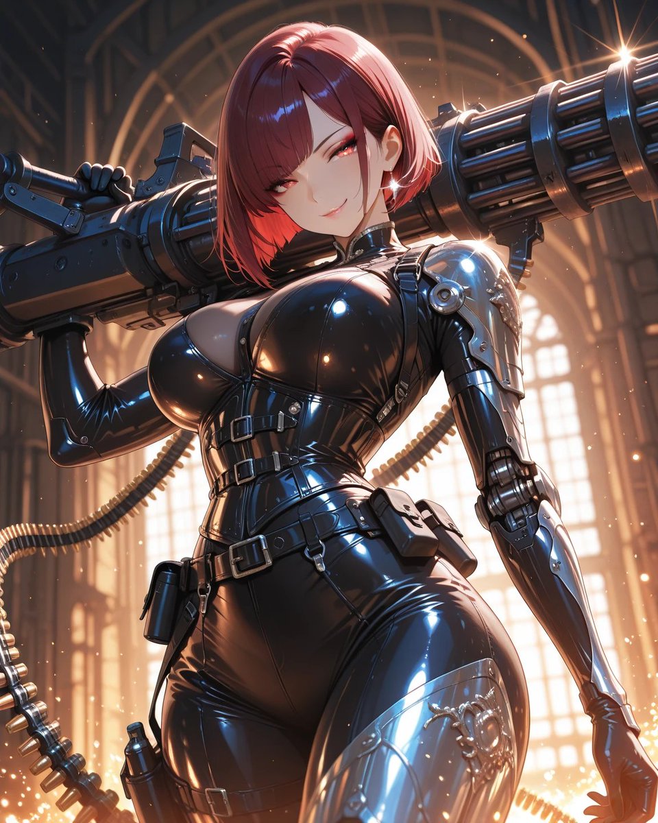 SII_Nis's tweet photo. #seaart
#aiイラストㅤㅤㅤㅤ
左）Krea2＞Krea2 Anime02-DQ
右）illustrious＞One obsession

おしえてもらったhighly detailed gatling gunを使ったプロンプト（ALT参照）で比較。 https://t.co/nRnWHlCX6l