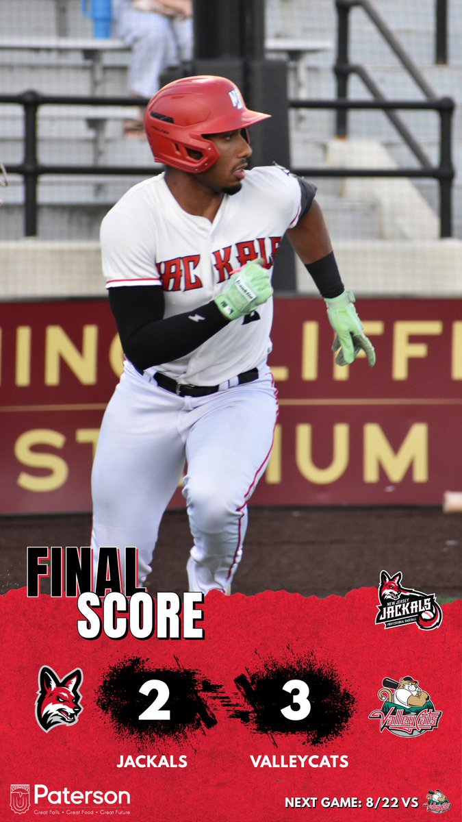 JackalsBaseball's tweet photo. FINAL | JACKALS 2, VALLEYCATS 3
The Jackals drop a tough one tonight. They look to bounce back tomorrow night in Game 2!
_____
#getjacked #njjackals https://t.co/VjVdw8jaPo