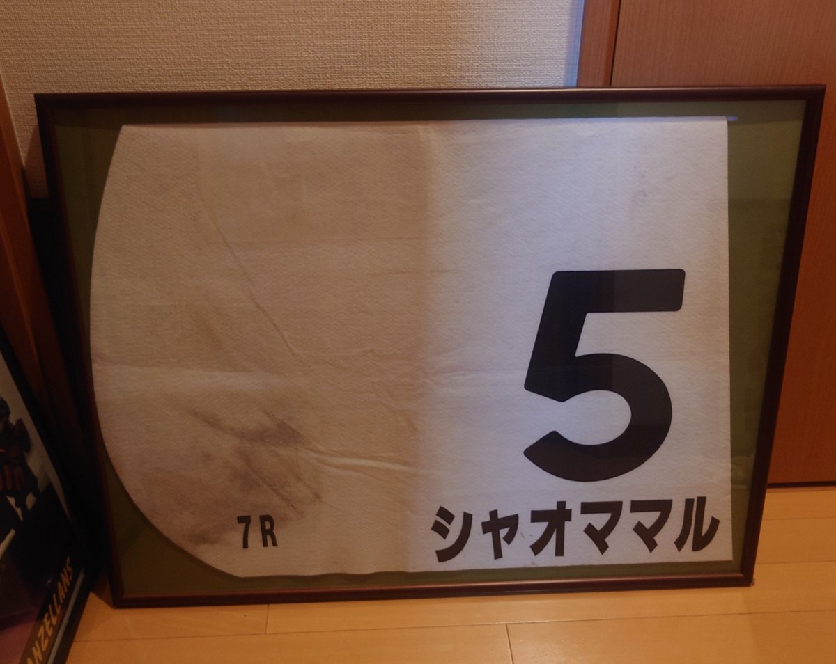 sunsea_uma's tweet photo. ユニオンの抽選で当たったおマルのゼッケン額装した🎶 https://t.co/99P9jnSon3