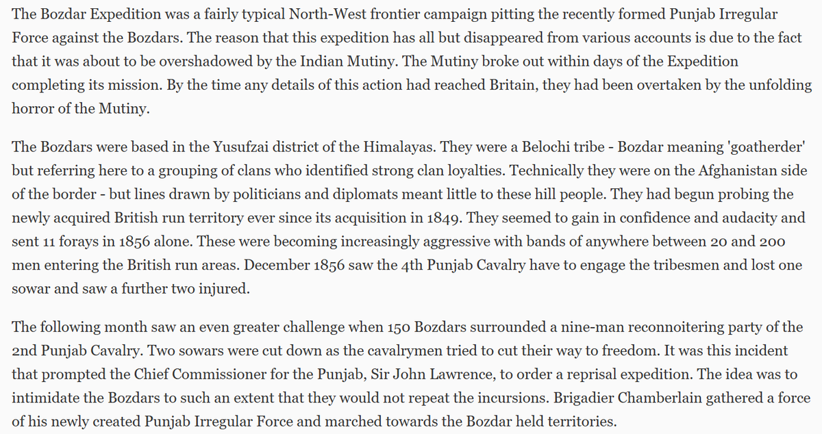 Gwahram99's tweet photo. The claim that all Baloch of DGK were loyal to the British is oversimplified. Contemporary records describe tribes like the Buzdars as constant threat, forcing the British to launch expeditions against them. Again Punjabis served the British &amp; fought against the Buzdars for them. https://t.co/4jQLZLuxDf