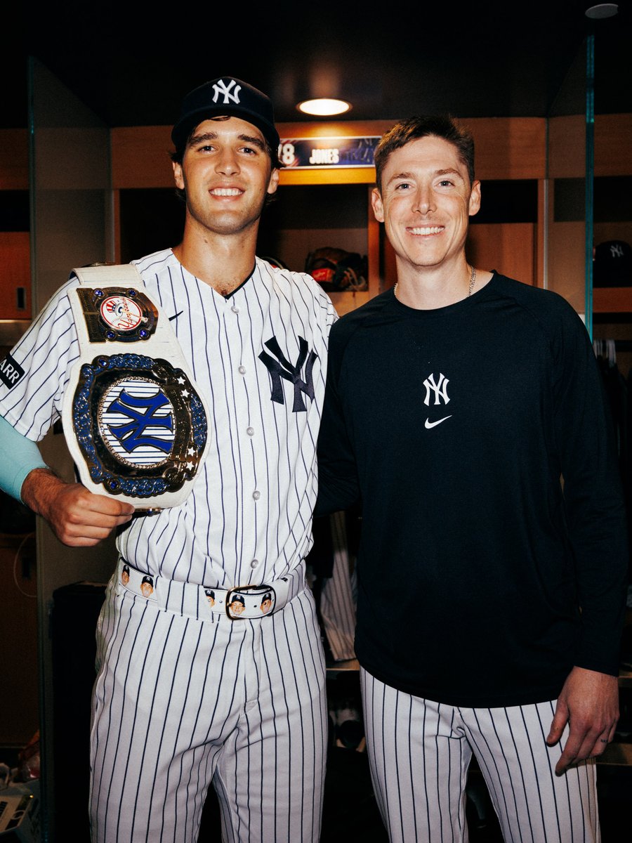 Yankees's tweet photo. Belt a homer 🤝 Game Belt

#RepBX https://t.co/kbnx9hBD9G
