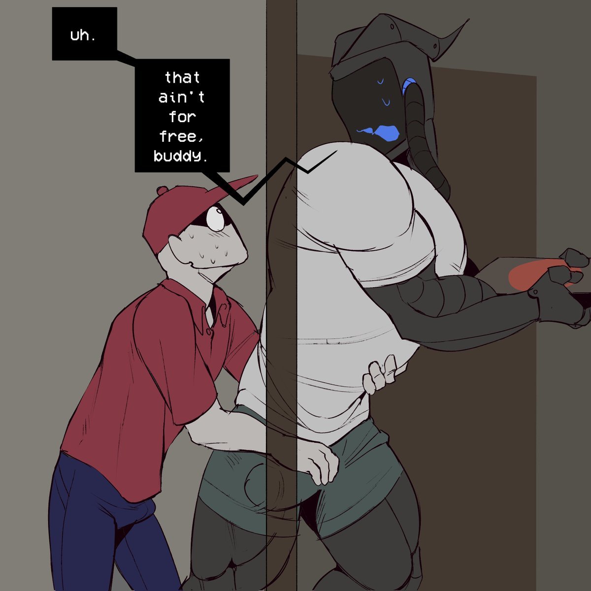 ChastisedHorns's tweet photo. This one, surprisingly 🫣 i think people just have a thing for delivery guy fantasies https://t.co/KfPULB1wxh