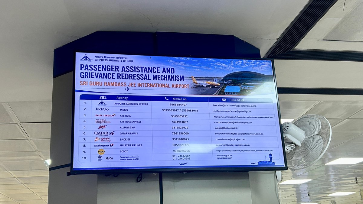 aaiasrairport's tweet photo. addressing every grievance promptly, transparently and within a time-bound manner.
Your feedback helps us serve you better. 🙏
#PassengerFirst #PassengerSatisfaction #AmritsarAirport #AAI_Official #FlyAAI
@PMOIndia @RamMNK @AAI_Official @MoCA_GOI @PIB_India @mygovindia https://t.co/kYSxTsjntB