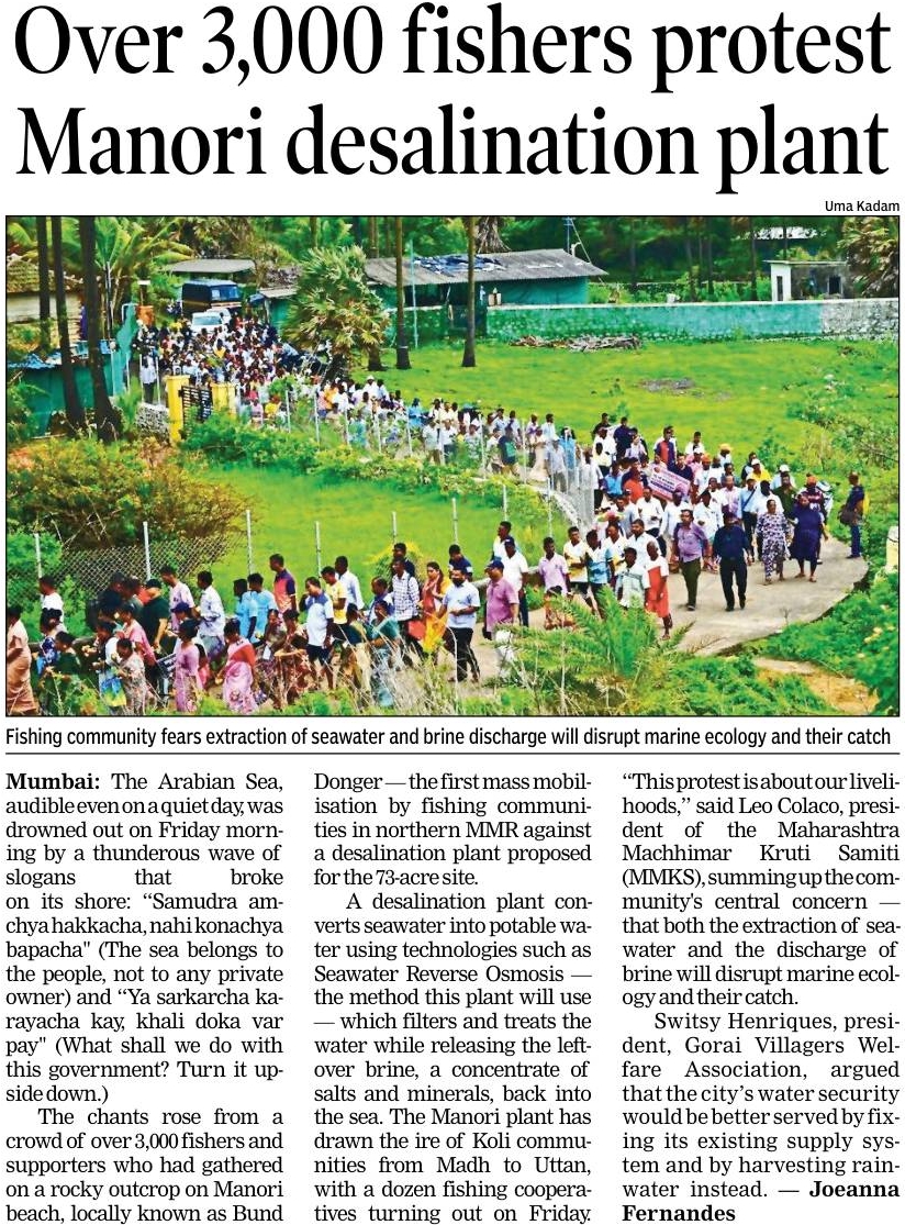 prasannavishy's tweet photo. Over 3,000 fishermen protest the proposed ₹11,166-crore Manori desalination plant in Mumbai,.

One name that crops up organising 'resistance ' against every major coastal infrastructure in Maharashtra is one Leo Colaco, claiming to be leader of National Fishworkers’ Forum (NFF). Fom desalination plant to Vadhavan Port  to coastal road to Bandra-Versova sealink to Sagarmala. And Faye D’Souza’s Instagram is the conveyor belt for half-baked propaganda, somehow packaged as “explainer” content and served to a generation of  Gen Z viewers

It simply cannot be that every single major coastal infrastructure project is inherently “evil”. If the same templates  are deployed against virtually every project, it is obvious that resistance is not driven by environmental concern, and everthing to do with theological/ideological opposition