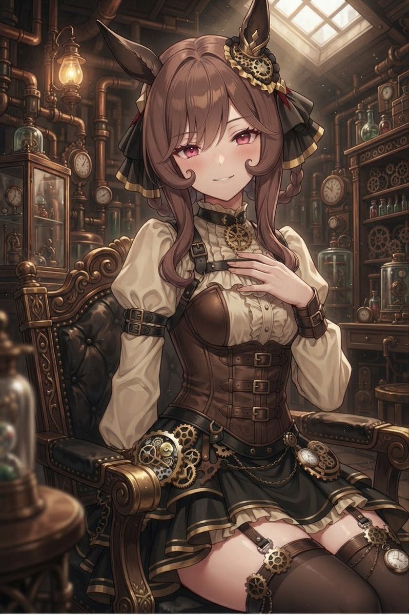 CattleyaKUN's tweet photo. 今日のドンナさん-番外編-
スチームパンクなドンナさん
#ジェンティルドンナ #ウマ娘
#AIイラスト #ウマ娘イラスト https://t.co/jGSxpY8Nkv