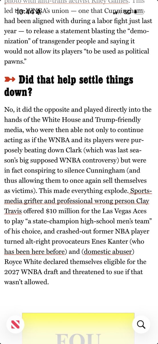ClayTravis's tweet photo. Shout out to New York Magazine for the love. They called me a “sports media grifter and professional wrong person” for offering $10 million for a high school boy’s team to play the WNBA champs. But they need to update their reporting, it’s an 8th grade team now. https://t.co/XgnMoT2Nlv