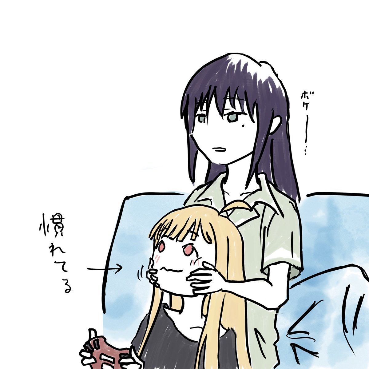 notcomix's tweet photo. 疲れてソファでボケっとしてる彩葉見つけると黙って定位置に陣取るかぐやと、無意識に一生ほっぺふにふにしてる彩葉

#超かぐや姫 https://t.co/xG3Dgmqoh9