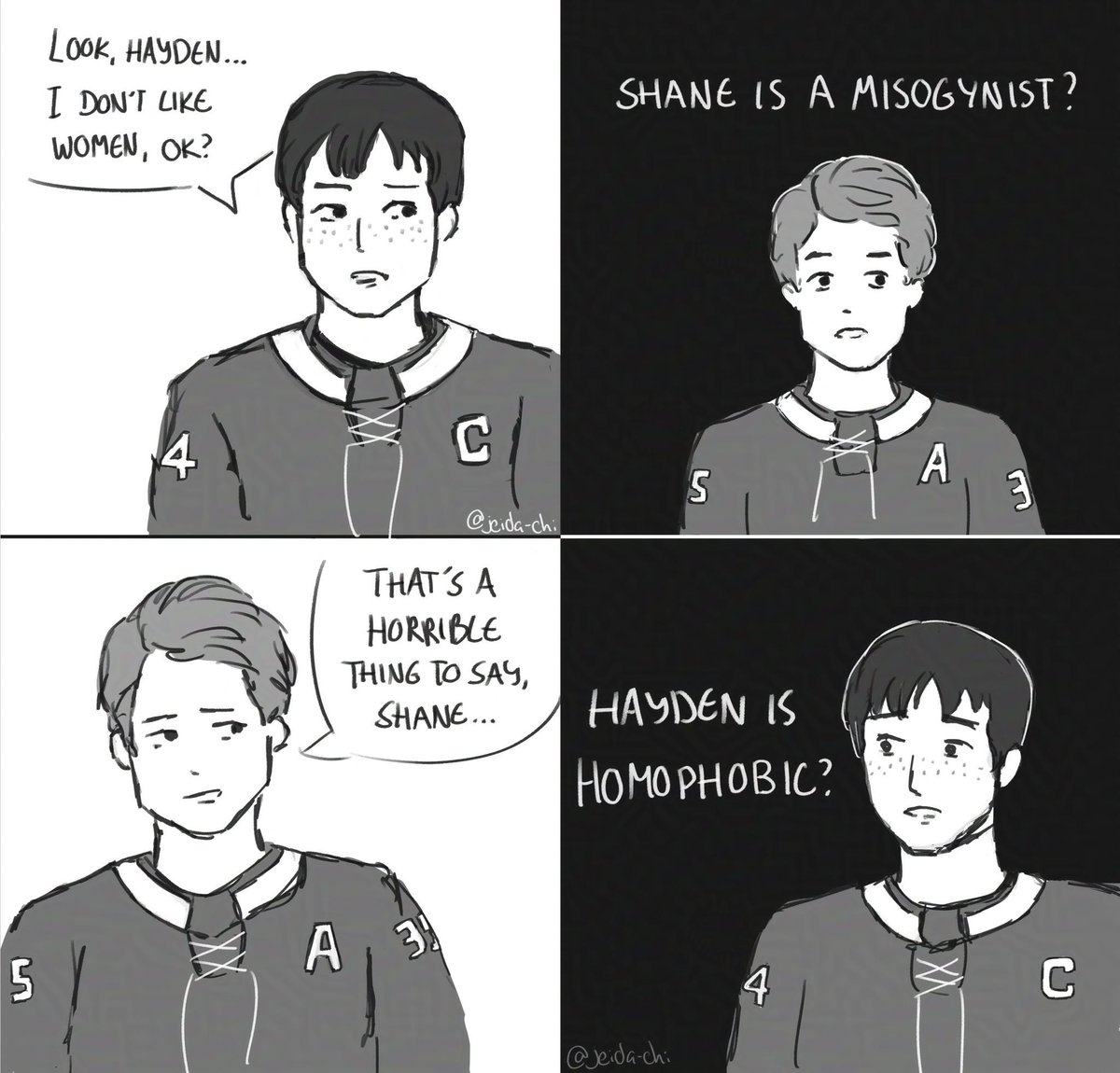 Jeida_chi's tweet photo. not very used to drawing these characters yet but saw this meme going around and had to do it #heatedrivalry https://t.co/31RNyp0MGj