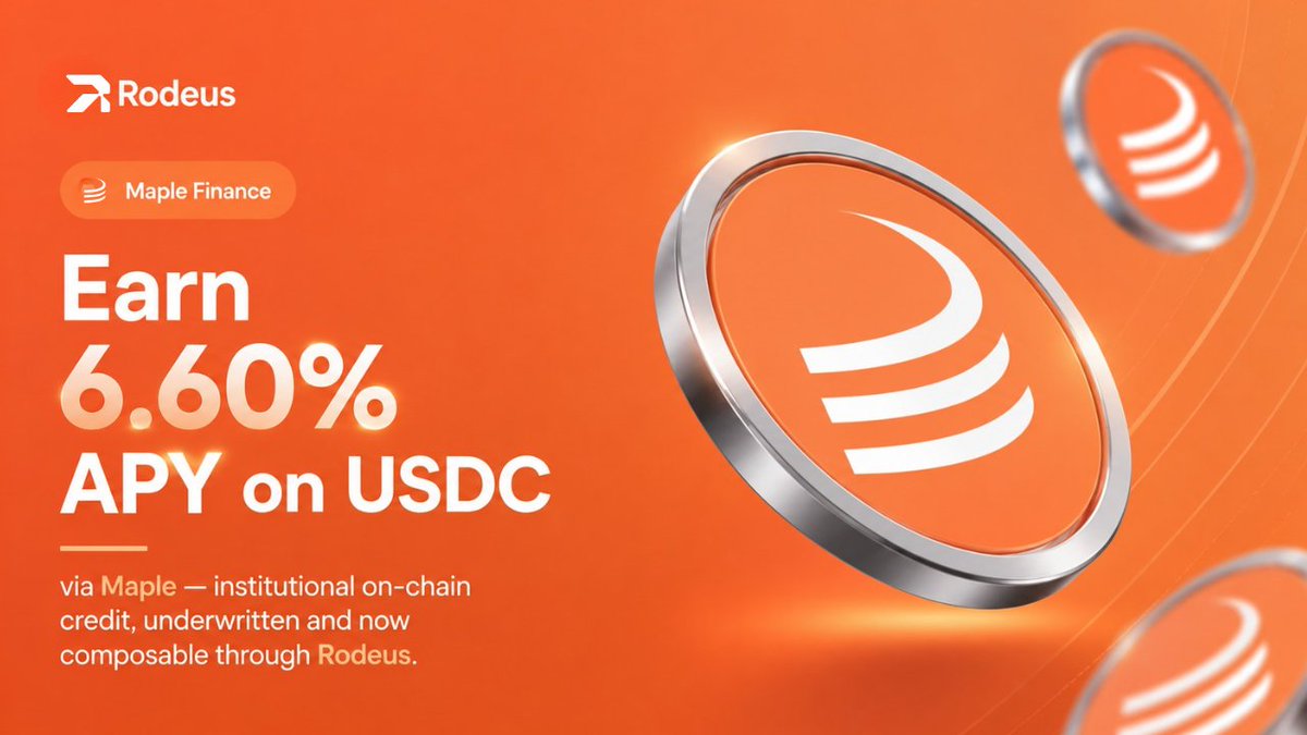 Rodeus_labs's tweet photo. 6.60% APY on USDC via @maplefinance  institutional on-chain credit, underwritten and now composable through Rodeus. Borrow or lend against real institutional loan books, all on Solana. https://t.co/JiQsrq1dcE
