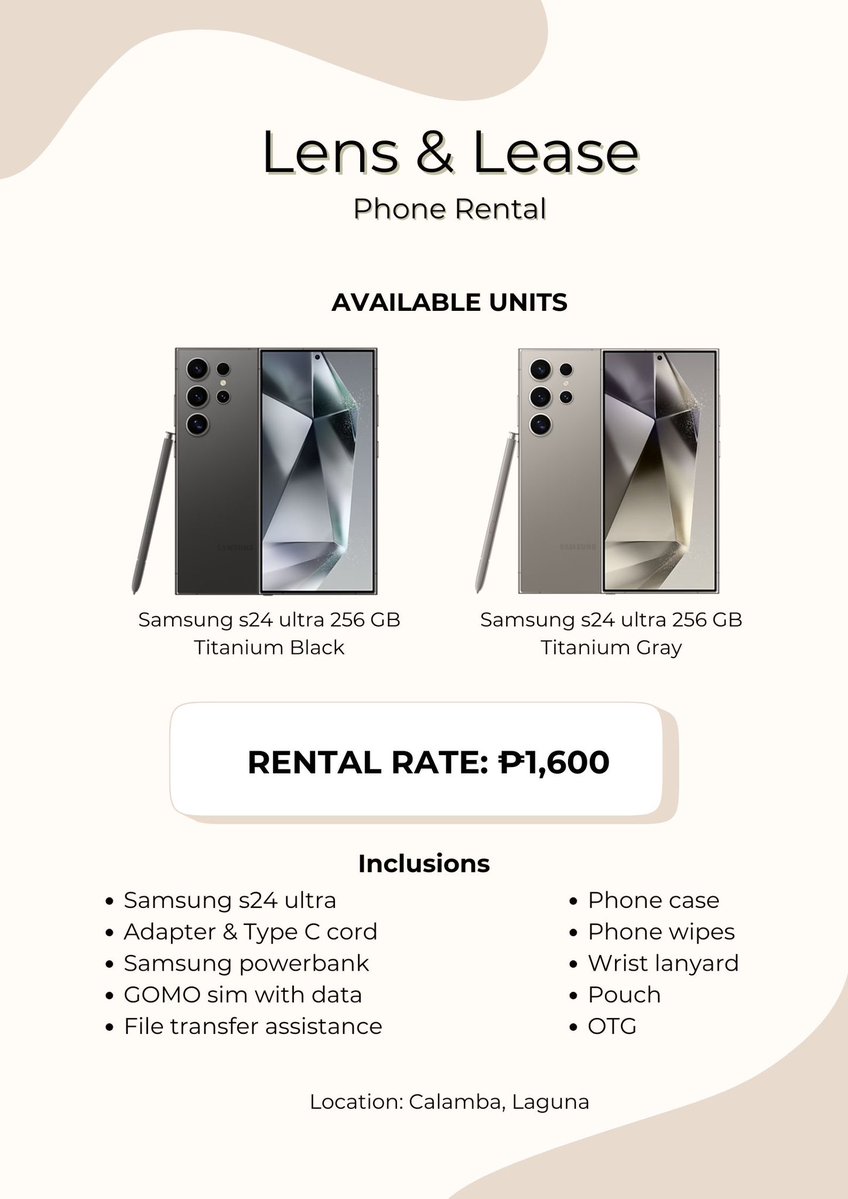 LensandLease's tweet photo. 𝗣𝗛𝗢𝗡𝗘 𝗥𝗘𝗡𝗧𝗔𝗟 | 𝗣𝗛𝗢𝗡𝗘 𝗙𝗢𝗥 𝗥𝗘𝗡𝗧

𝐁𝐀𝐁𝐘𝐌𝐎𝐍𝐒𝐓𝐄𝐑 𝐖𝐎𝐑𝐋𝐃 𝐓𝐎𝐔𝐑 [춤 (𝐂𝐇𝐎𝐎𝐌)] 𝐈𝐍 𝐌𝐀𝐍𝐈𝐋𝐀

📱S24 ultra - 1,600

📝2 slots available
🚚 Meet up at the venue

#lensandlease  #phonerentalph #phonerental #BABYMONSTER  #CHOOM https://t.co/xtZXkvjKgM