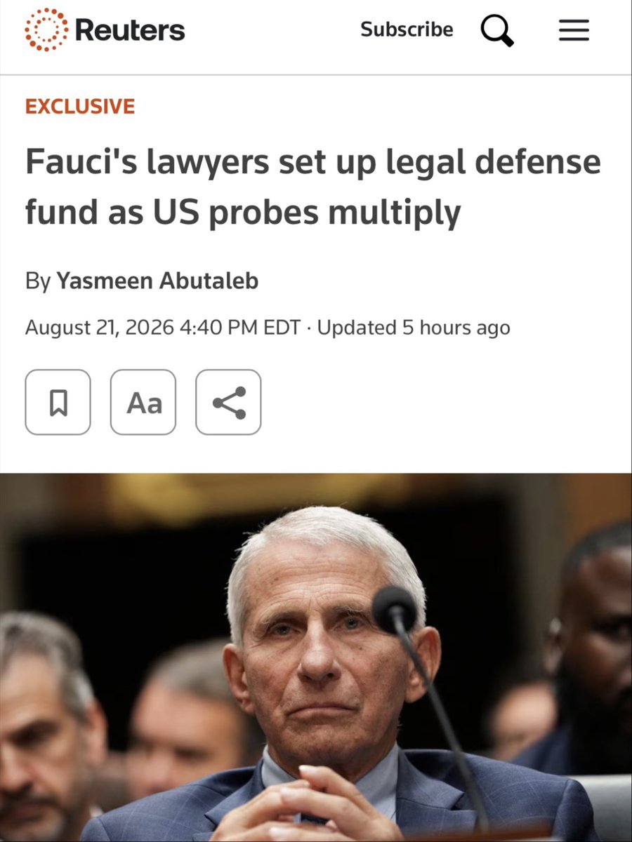 liz_churchill10's tweet photo. Fauci forced his lethal ‘medical advice’ on the entire world…and now his lawyers need a mass defense fund to cover the legal fees for the ‘medical advice’ that he gave… https://t.co/557LJPaLID
