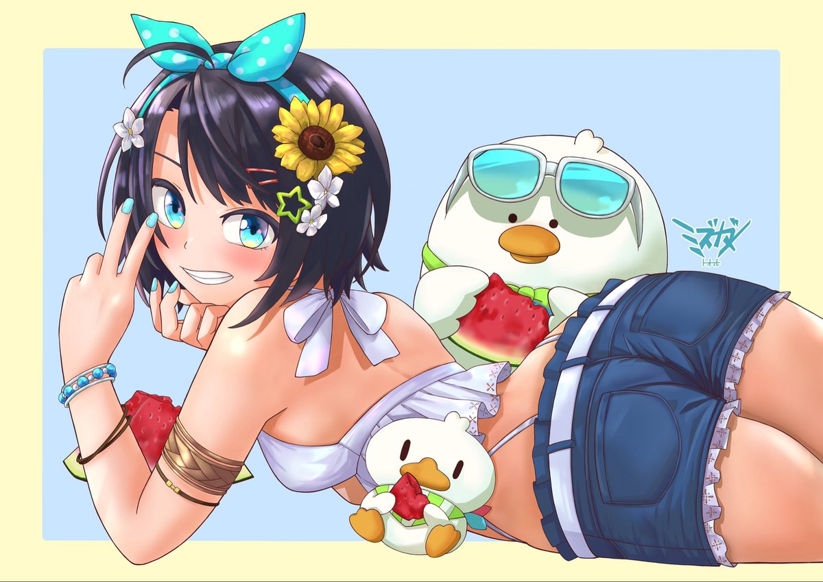 tortortoall's tweet photo. ホロドリ水着スバル、はいチーズ!
(8/22)はいチーズ！の日
#プロテインザスバル https://t.co/qHryoWmyVe