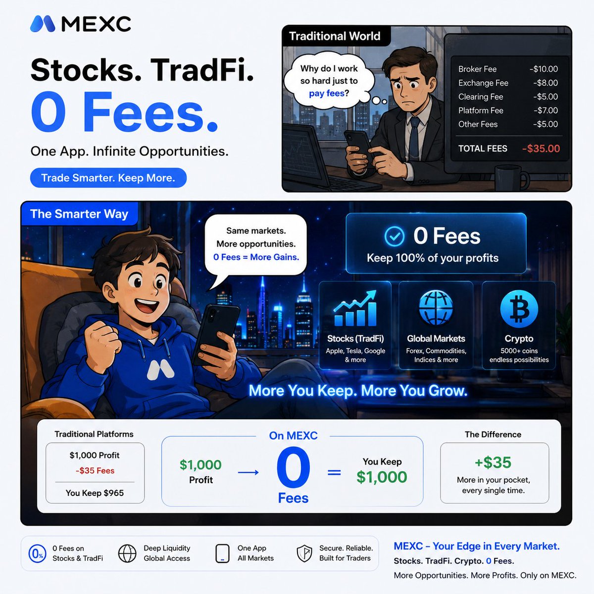 angryson_1's tweet photo. @MEXC Stocks. TradFi. 0 Fees. 📈💙
UID 12043726

Same markets. Bigger opportunities. More of your money stays yours.

#MEXC #TradFi #Stocks #ZeroFees https://t.co/h61RdRZLbB