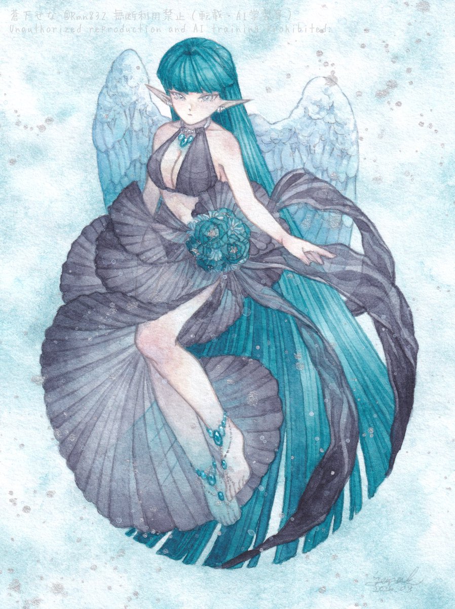 むー水彩画 雨とアザレア 値段は※900円です むー水彩画 雨とアザレア