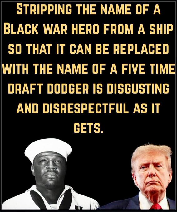 PoliticalSense1's tweet photo. #WakeUpAmerica

Why would any smart American approve of a 5 Time Draft Dodger that calls our fallen soldiers "Suckers &amp; Losers" be honored by Army parades, monuments, Navy Ship, etc.. ????????? 🤬🤬🤬 https://t.co/gdZw4aGT0w