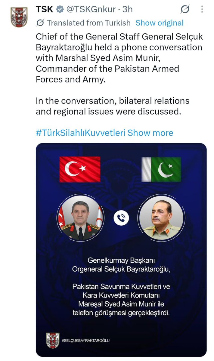 MiaSuzanw's tweet photo. The Pakistan-Türkiye bond remains strong, with continued defense dialogue supporting shared regional security interests.

#CDFForGlobalSecurity #GloballyTrustedCDF #ArchitectOfDefenceCDF #BaWaqarCDF #بلند_عزم_عاصم_منیر https://t.co/RfFRI7Jbr8