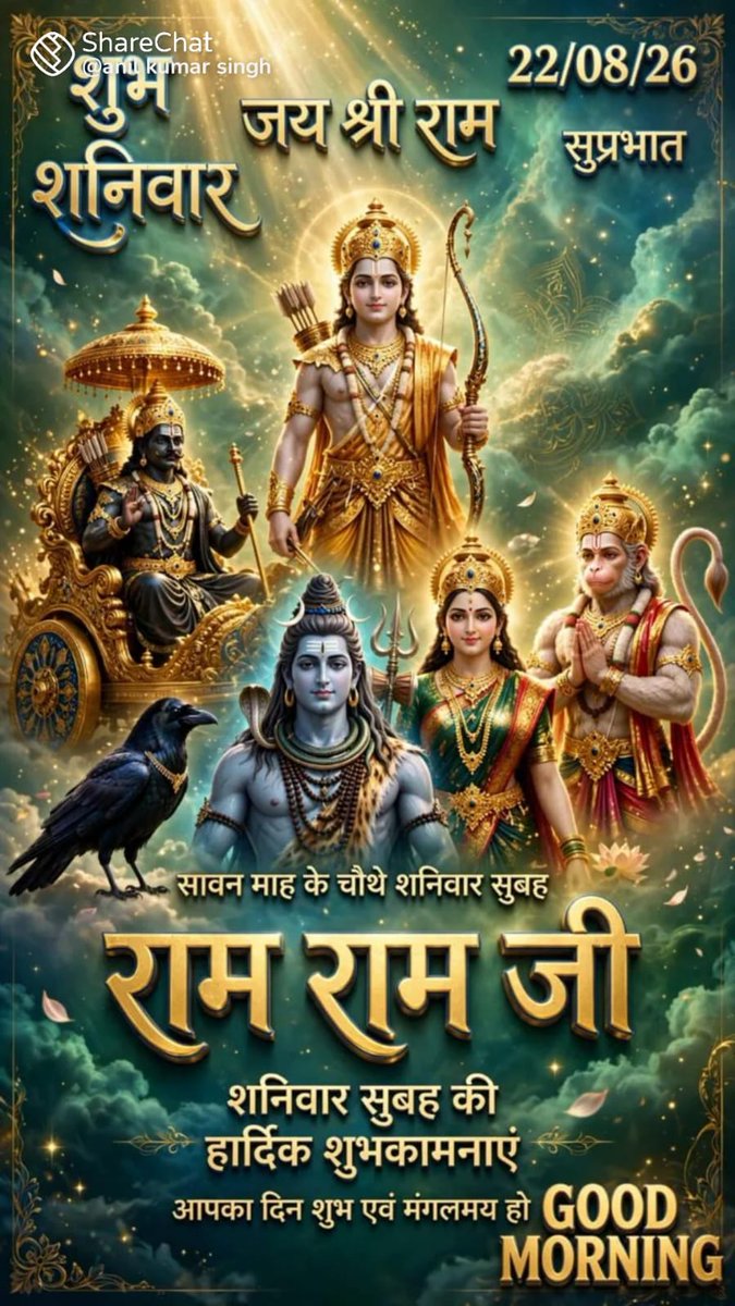 bhoomi_ram's tweet photo. नीलांजन समाभासं रवि पुत्रं यमाग्रज।
छायामार्तंड संभूतं तं नमामि शनिश्चरम्।
ॐ नमो हनुमते रूद्रावताराय सर्वशत्रुसंहारणाय।
सर्वरोग हराय सर्ववशीकरणाय रामदुताय स्वाहा।
🚩जय श्री हनुमानजी🚩 
🚩जय श्री शनिदेवजी🚩
श्री रामजी, हनुमानजी एवं शनिदेव जी की कृपा आप पर बनी रहे। 
सुप्रभात जी🙏🙏 https://t.co/J6GOWBwZGt